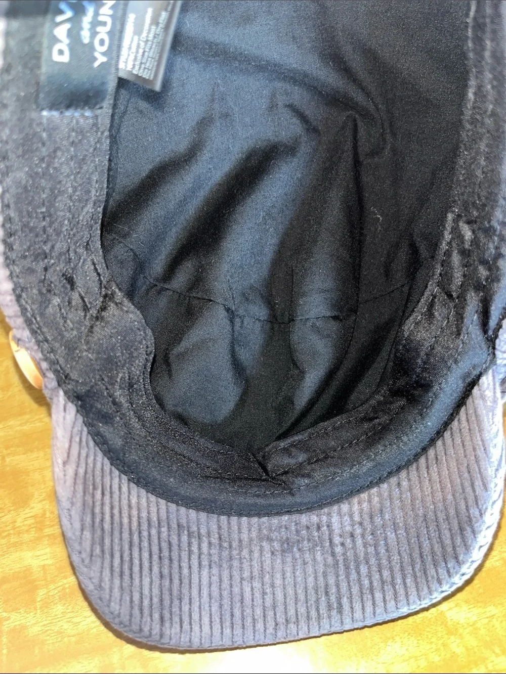 David and Young Gray Corduroy Newsboy Cap with Wooden Button